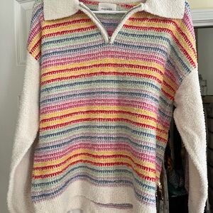 ANDREE BY UNIT Women's Colorful Striped V-Neck Sweater